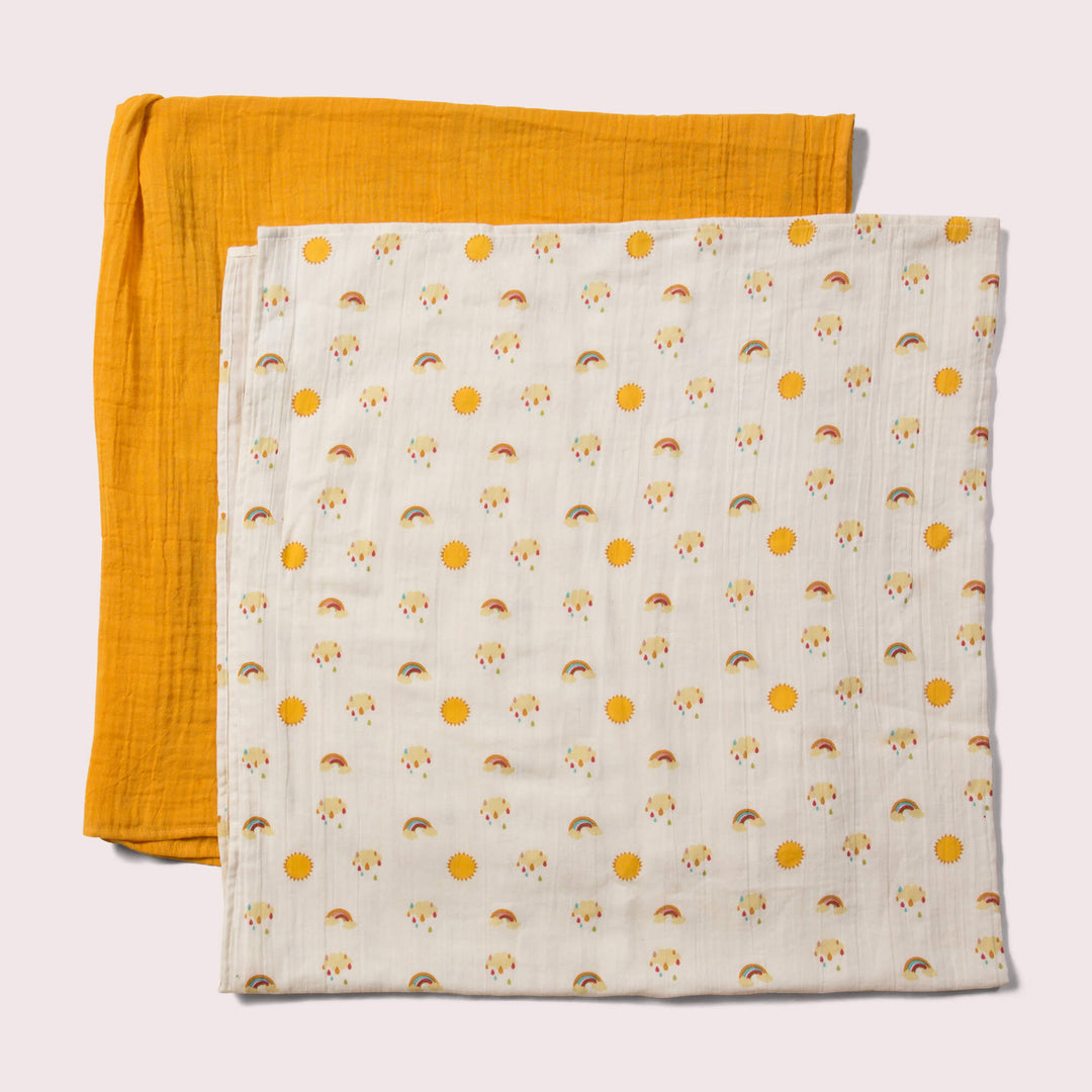 Sunshine and Rainbows Organic Baby Muslin Set - 2 Pack