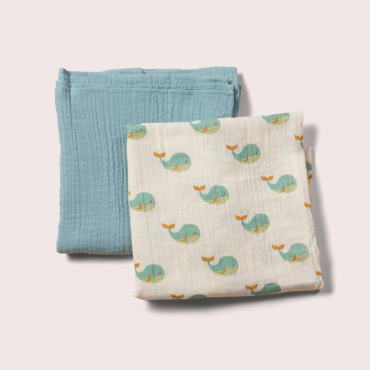 Golden Whales Organic Baby Muslin Set - 2 Pack