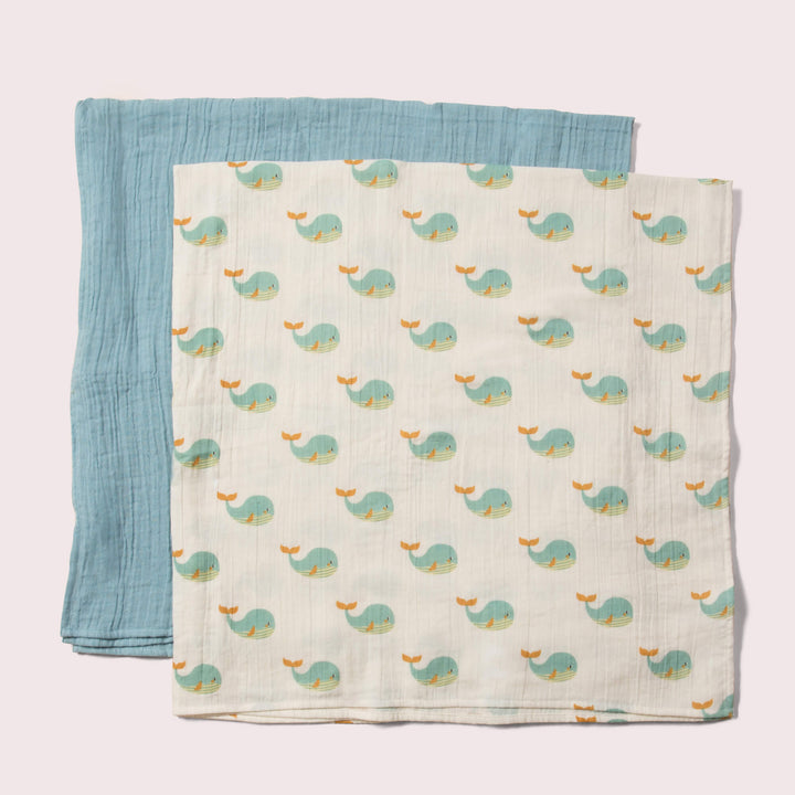 Golden Whales Organic Baby Muslin Set - 2 Pack