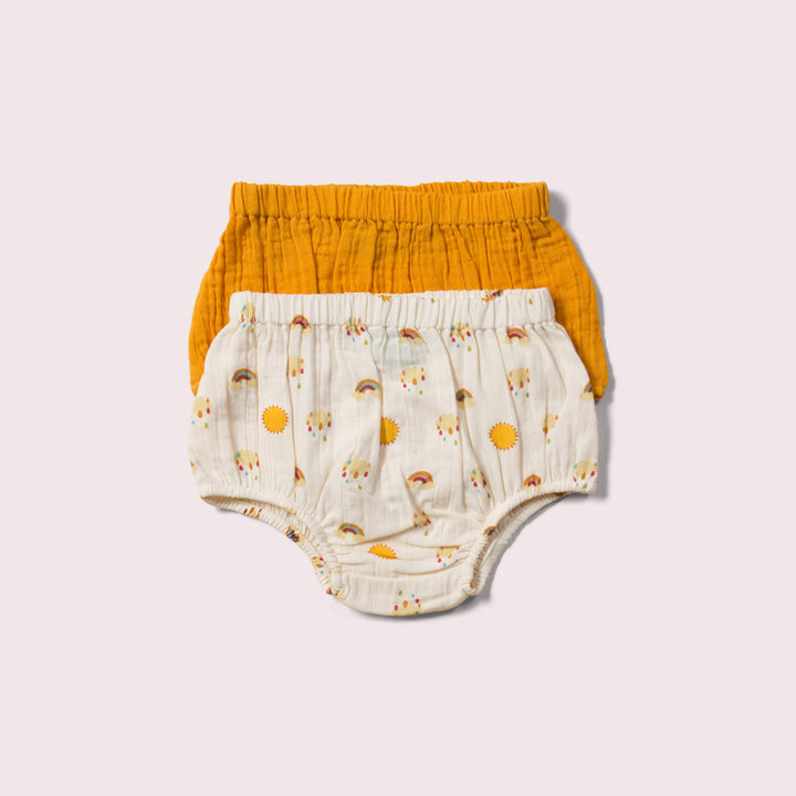 Sunshine and Rainbows Organic Muslin Bloomer Set - 2 Pack