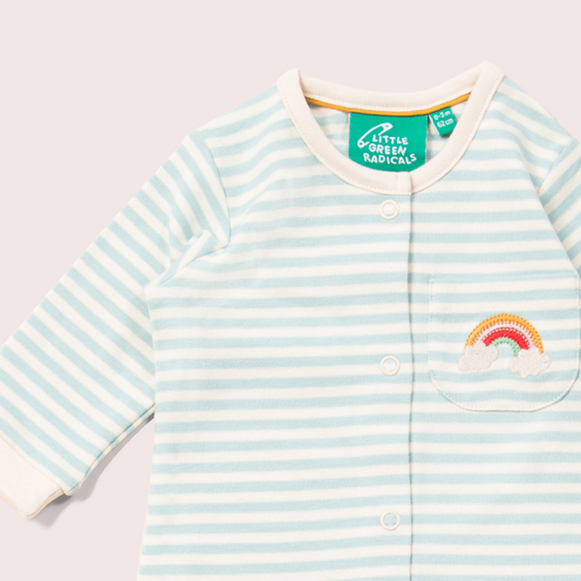 Blue Striped Rainbow Organic Babygrow