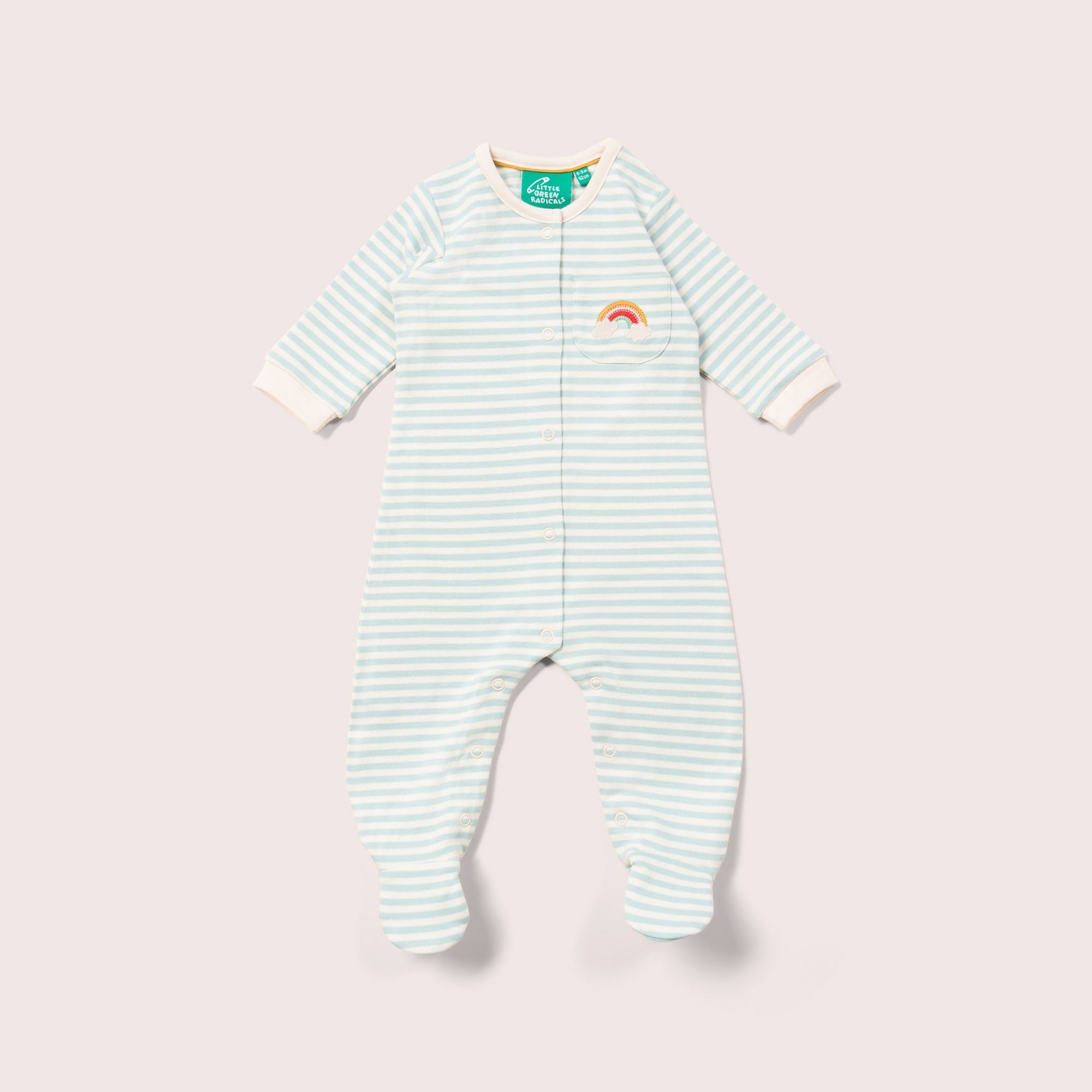 Blue Striped Rainbow Organic Babygrow