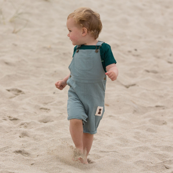 Soft Blue Twill Dungaree Shorts