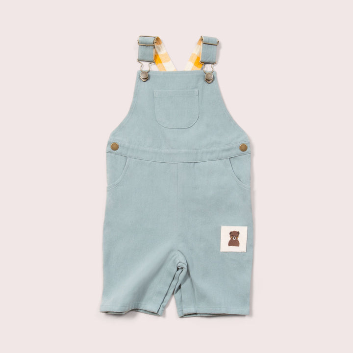 Soft Blue Twill Dungaree Shorts