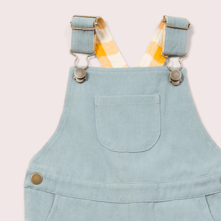 Soft Blue Twill Dungaree Shorts