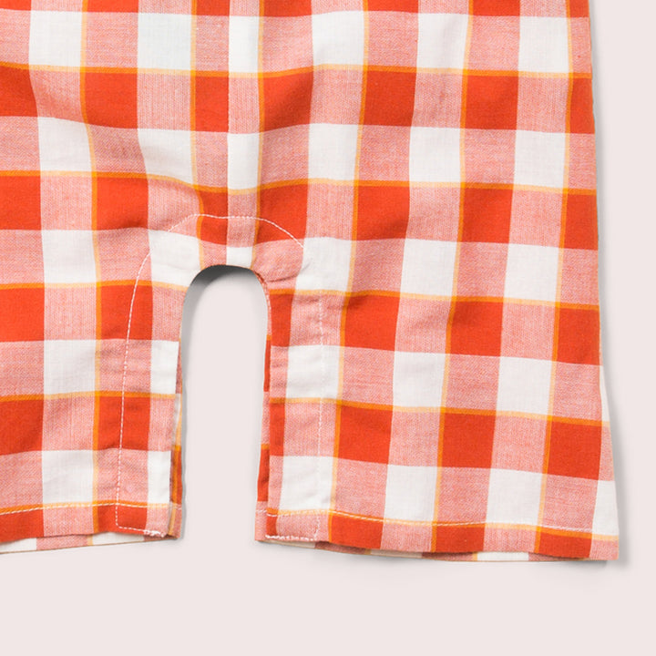 Soft Red Checkered Dungaree Shorts