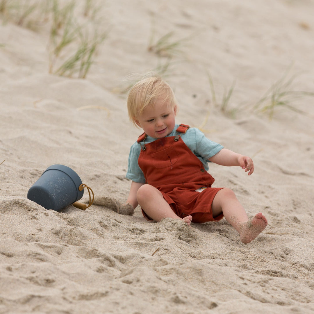 Soft Red Twill Dungaree Shorts