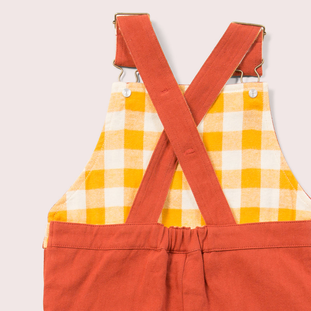 Soft Red Twill Dungaree Shorts