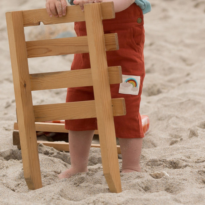 Soft Red Twill Dungaree Shorts