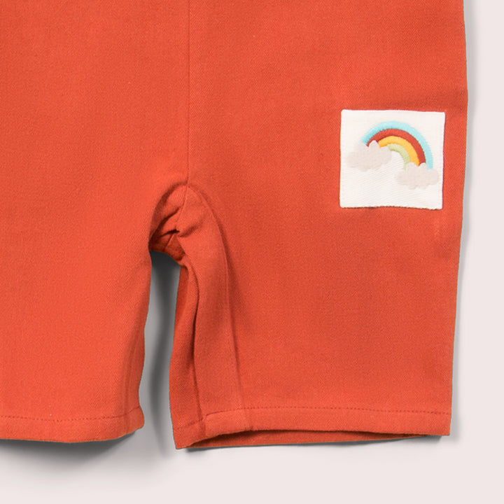 Soft Red Twill Dungaree Shorts