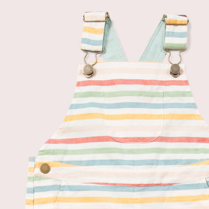 Rainbow Striped Dungaree Shorts