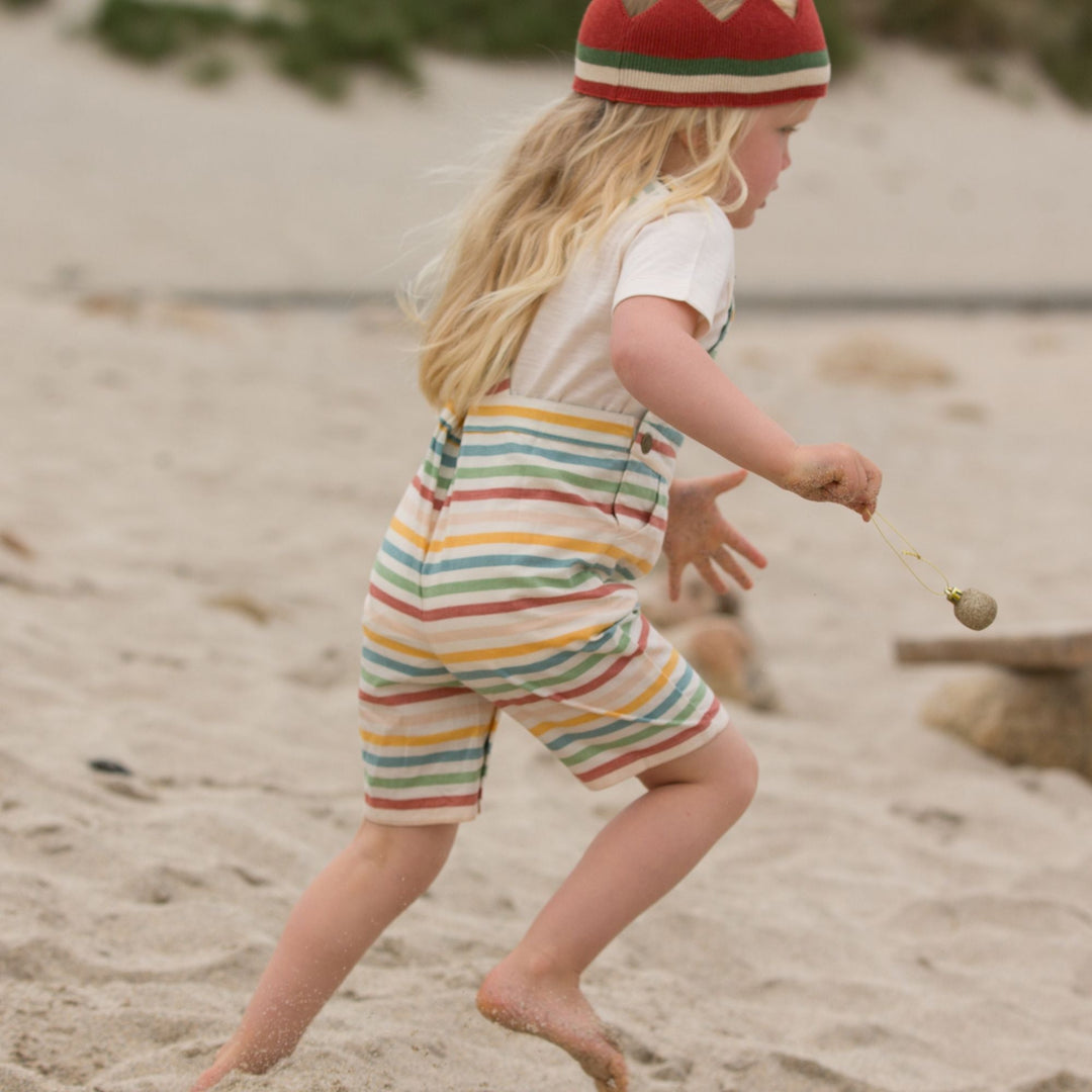 Rainbow Striped Dungaree Shorts