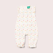 Rainbow Spots Organic Frill Summer Romper
