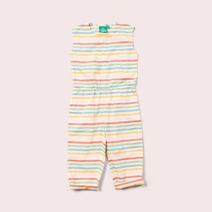 Rainbow Striped Sleeveless Summer Cropped Jumpsuit