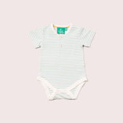 Blue Striped Organic Short Sleeve Baby Bodysuit