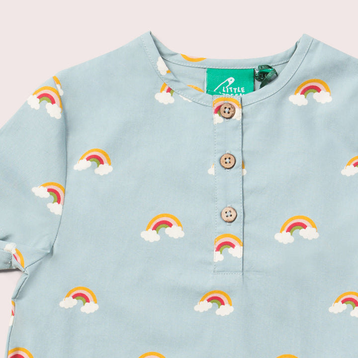 Over The Rainbow Loose Short Sleeve Henley Top