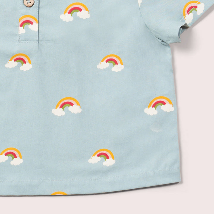 Over The Rainbow Loose Short Sleeve Henley Top