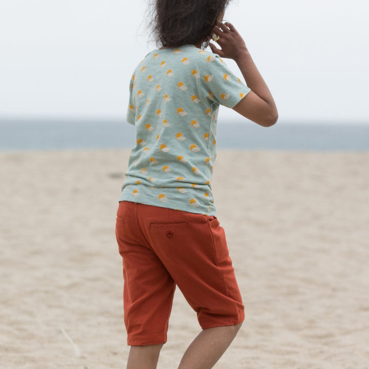 Soft Red Twill Turn Up Sunshine Shorts