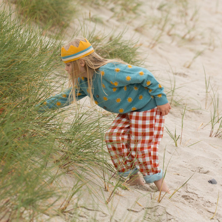 Blue & Red Checkered Reversible Pull On Trousers