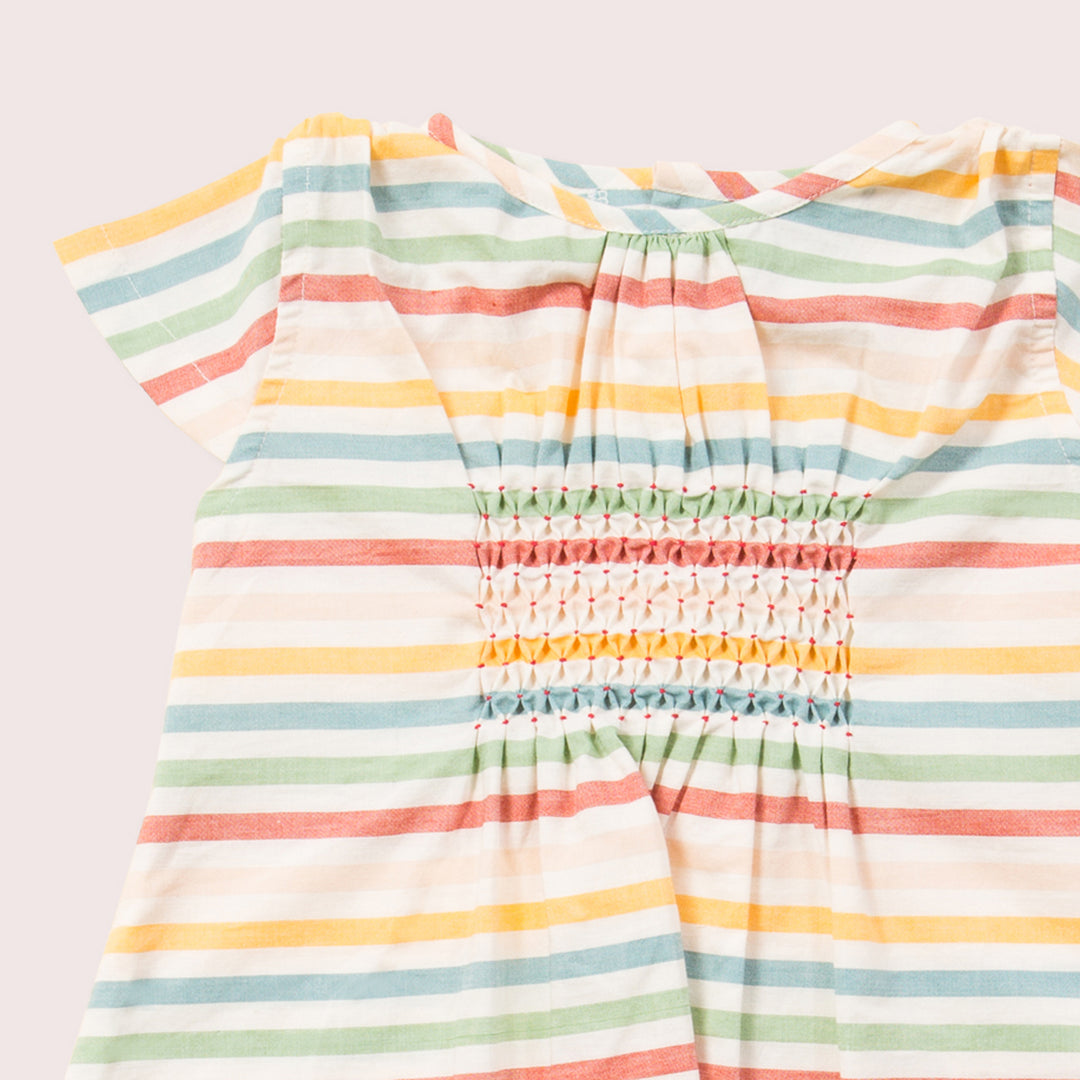 Rainbow Striped Smocked Dress