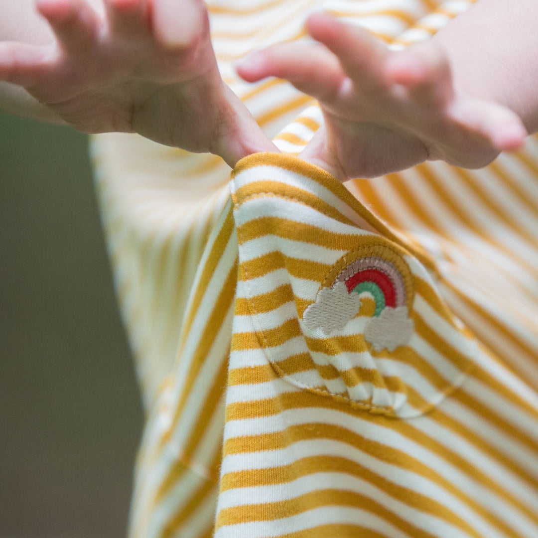 Gold Striped Frill Dress