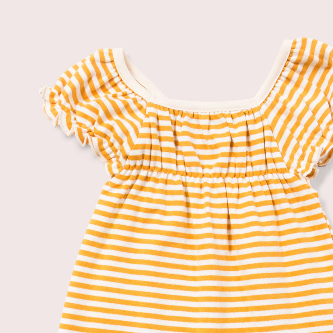 Gold Striped Frill Dress