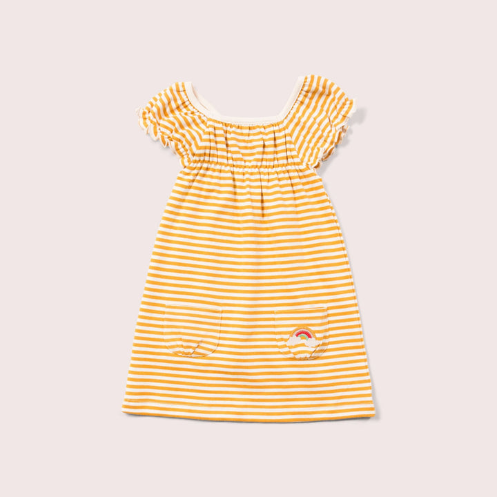 Gold Striped Frill Dress