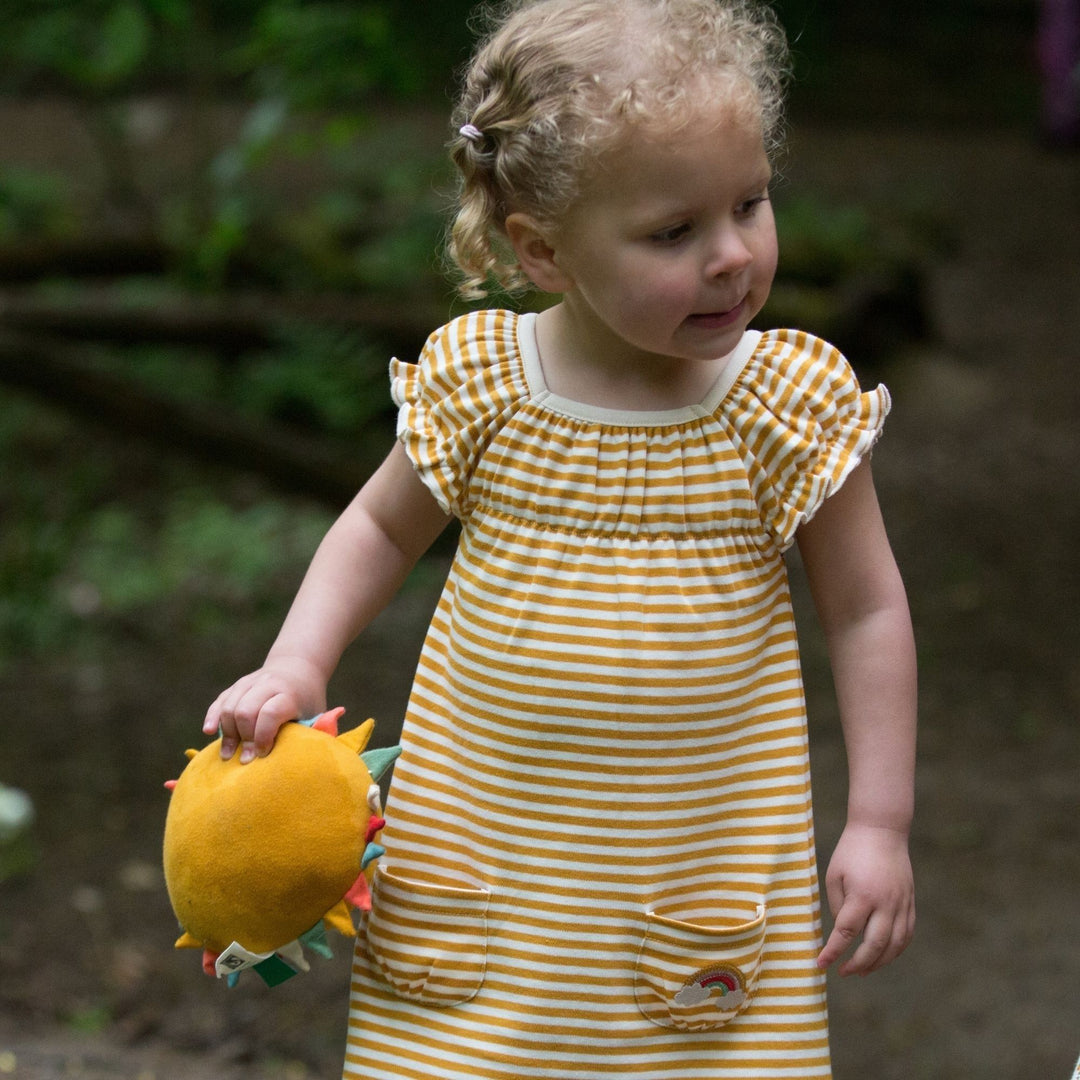 Gold Striped Frill Dress