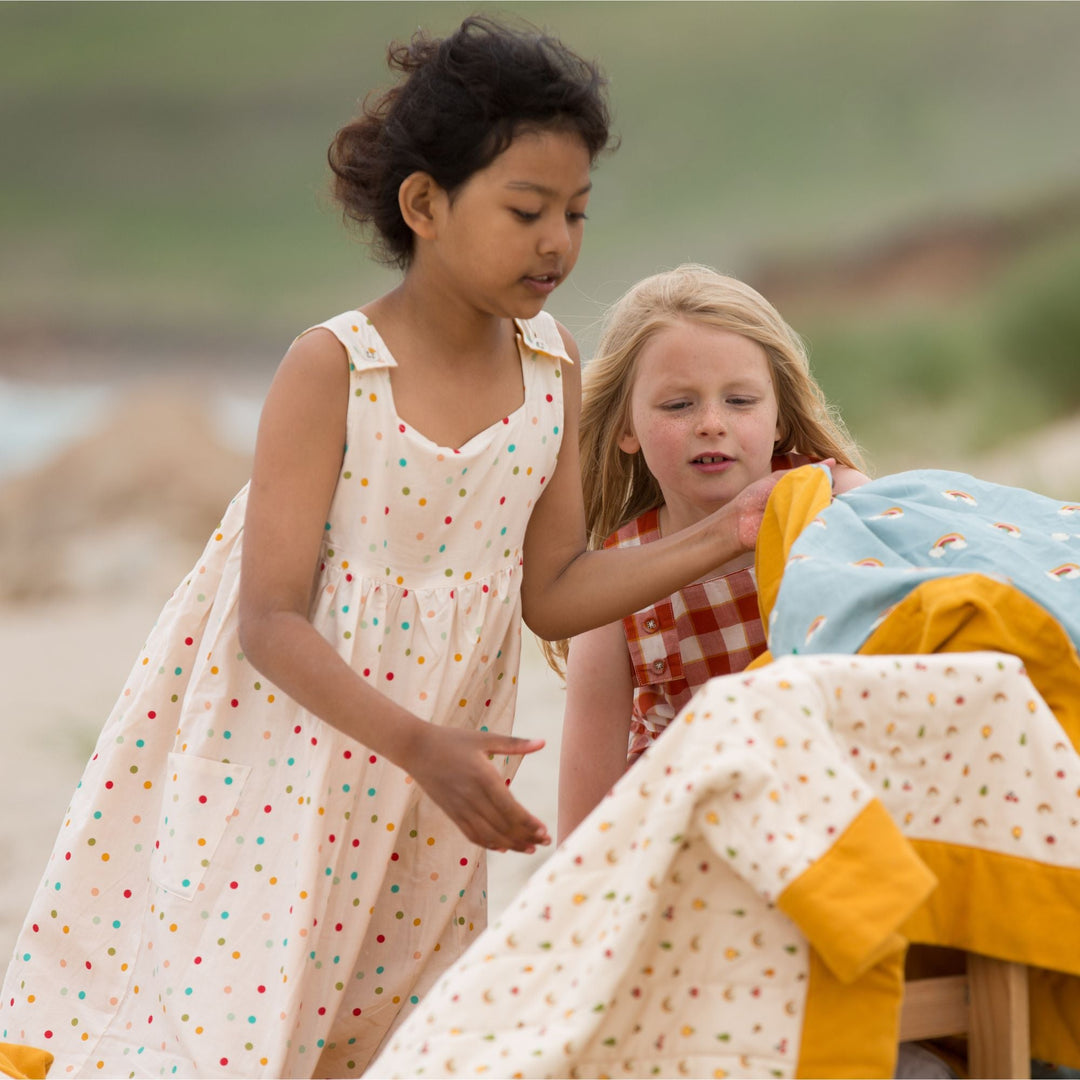 Rainbow Spots Reversible Pinny Dress