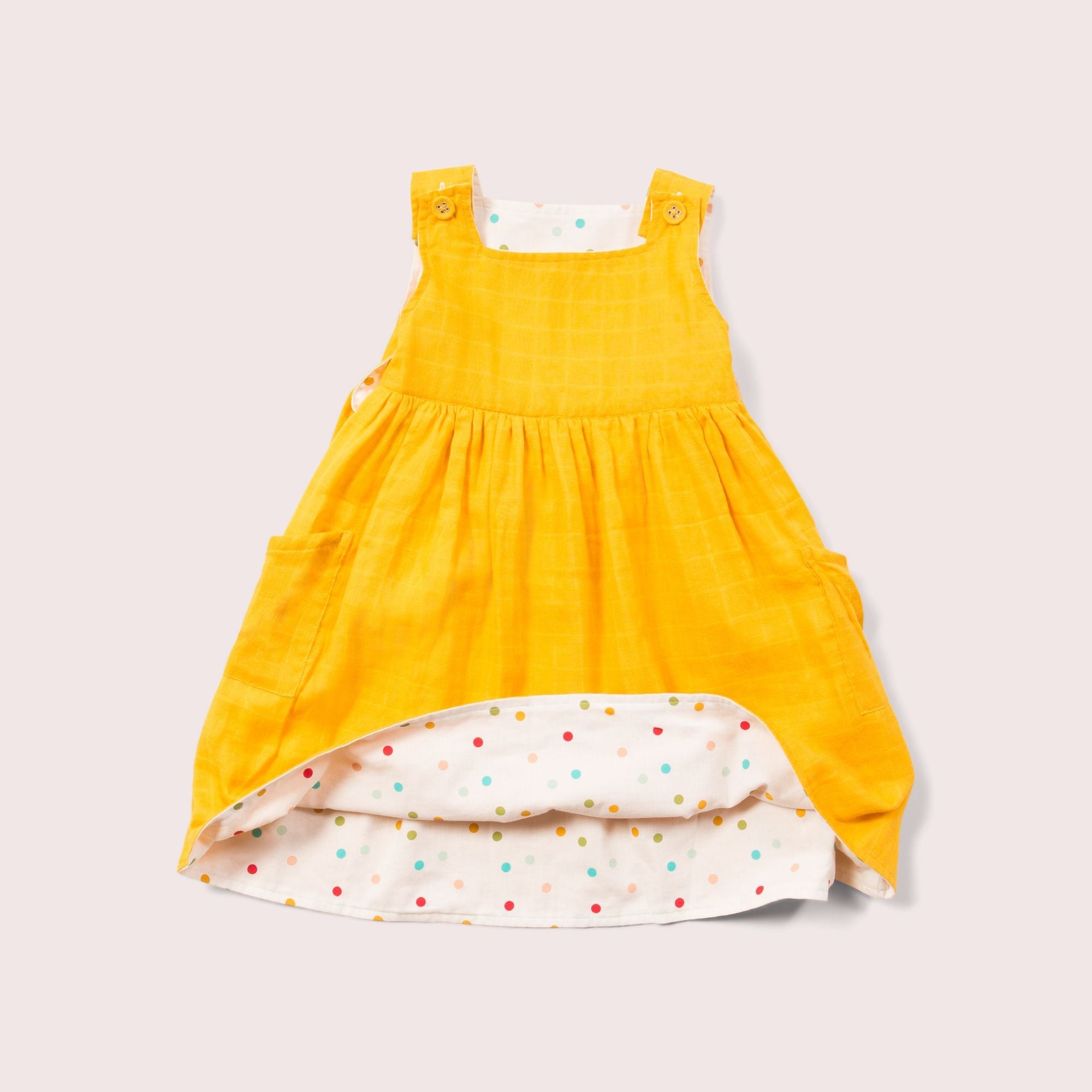 Rainbow Spots Reversible Pinny Dress