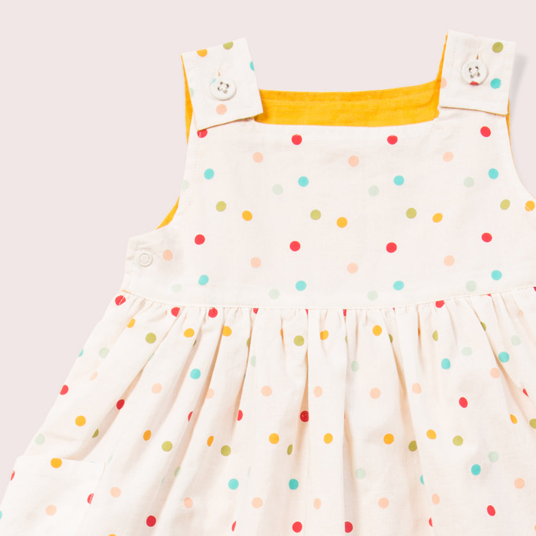 Rainbow Spots Reversible Pinny Dress