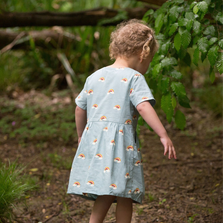 Over the Rainbow Button Through Short Sleeve Dress