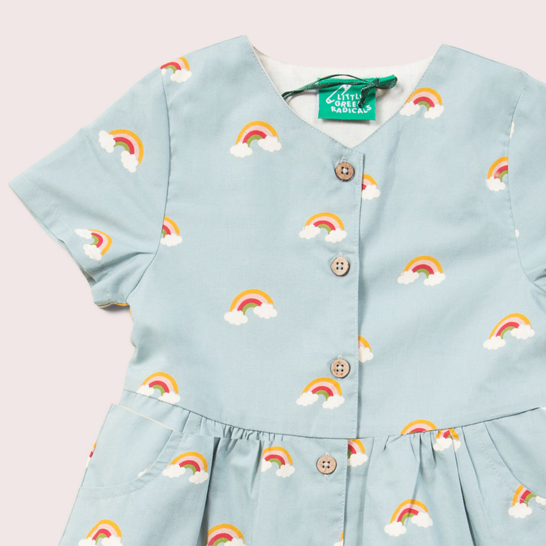 Over the Rainbow Button Through Short Sleeve Dress