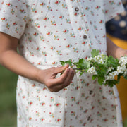 Spring Flowers Button Through Short Sleeve Dress