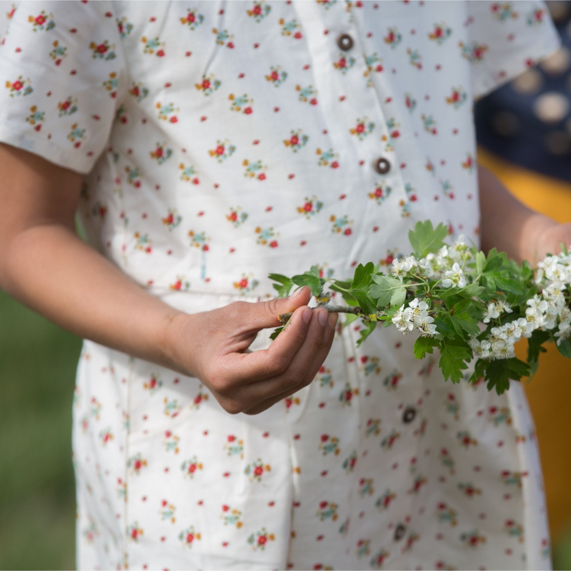 Spring Flowers Button Through Short Sleeve Dress