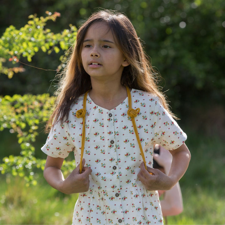 Spring Flowers Button Through Short Sleeve Dress