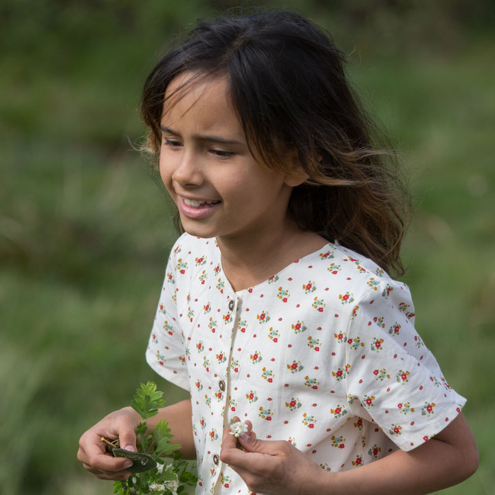 Spring Flowers Button Through Short Sleeve Dress