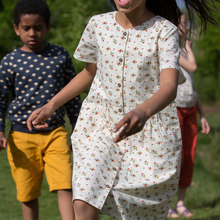 Spring Flowers Button Through Short Sleeve Dress