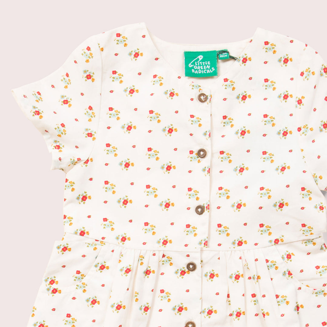 Spring Flowers Button Through Short Sleeve Dress