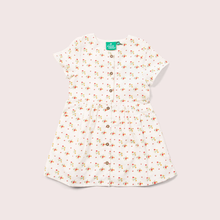 Spring Flowers Button Through Short Sleeve Dress