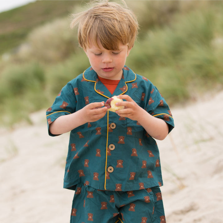 Navy Bears Button Through Pyjama Short Set