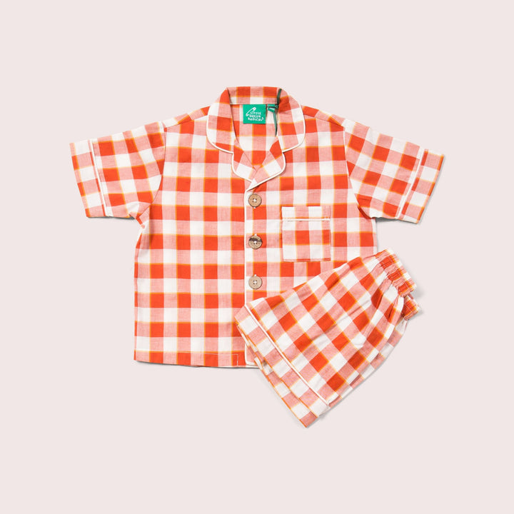 Red Checkered Button Through Pyjama Short Set