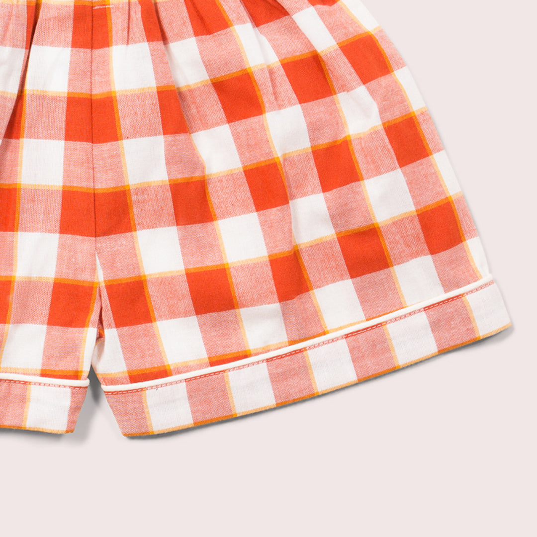 Red Checkered Button Through Pyjama Short Set